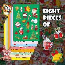 8pcs/1pc Christmas Party Decoration Cute Snowflake Reindeer Waterproof Planner Notebook Phone Case Stickers - Multiple Styles - View 6