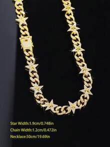1pc European & American Fashion Hip-Hop Style Star Bracelet Necklace, Inlaid With Rhinestones, Street Accessory - A - View 16