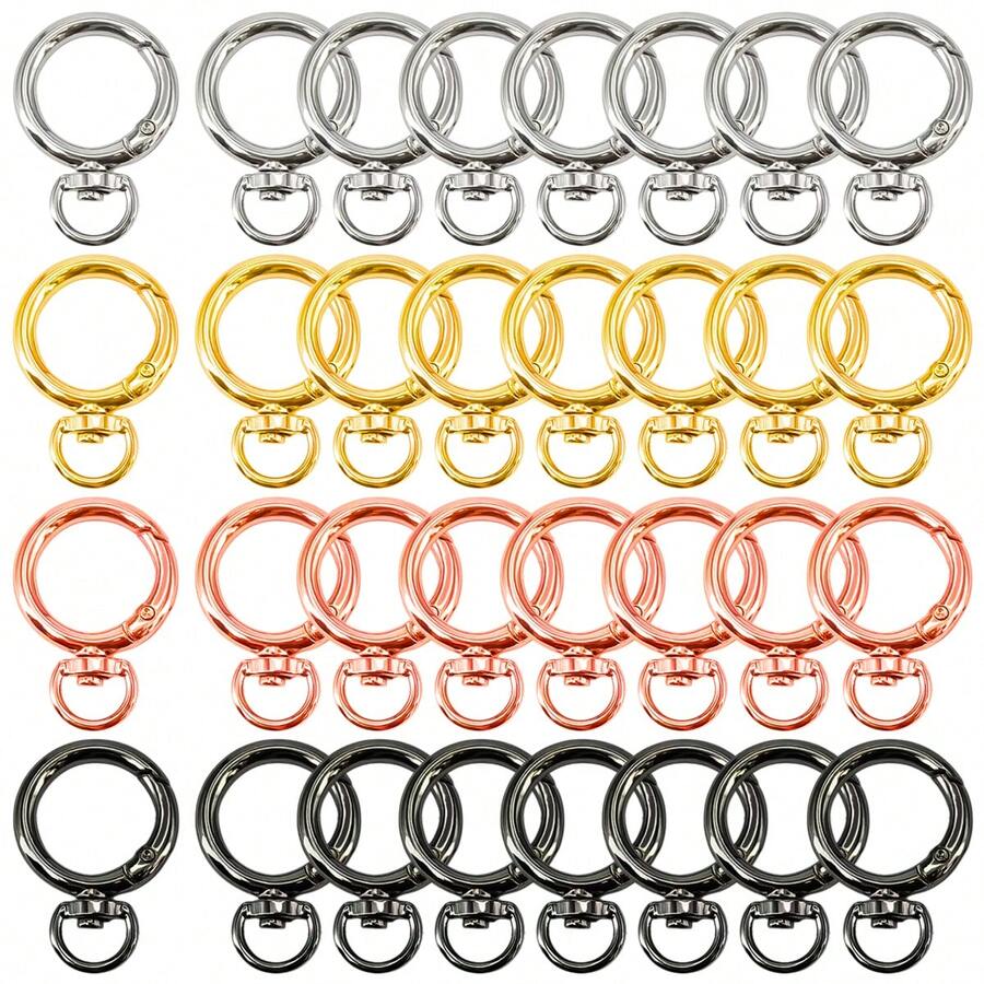 18pcs Round Rotating Alloy Lobster Clasp - Suitable For Keychains, Bags, Hooks, Quick Connectors, Pet Chains, DIY Crafts And Gift Making - Spring Clasp With Tail - View 1
