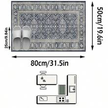 1PC Vintage Distressed Navy Blue Geometric Floral Runner Rug, Persian Faux Cashmere Rectangular Symmetrical Diamond Pattern Machine Washable Long Mat, Suitable For Living Room, Hallway, Corridor, Entryway Home Decor - Multicolor - View 12