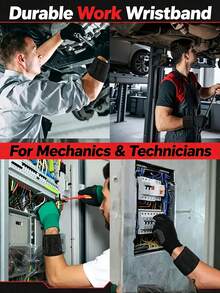 Tool Wristband, 3 Rows 6 Magnets Strong Magnetic Wristband, Magnetic Tool Holder, Powerful Adsorption, Repair Tool Wristband, Used For Fixing Screws, Nails, Drill Bits And Small Metal Parts - Multicolor - View 5
