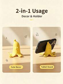 4pcs Cute Banana Phone Holder, Funny Banana Shaped Phone Stand, Creative Multi-Purpose Desktop Decor, Suitable For All Smartphones, Home Office Desktop Decoration - Multicolor - View 4