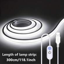شريط إضاءة LED مرن مع شريط إضاءة COB مدمج، واجهة USB، مفتاح لمس قابل للتعتيم، مناسب لأنماط الديكور الداخلي، إضاءة المطبخ، إضاءة المرآة، الاستخدام في العطلات، هالوين، عيد الميلاد، إلخ. - متعدد الألوان - مشاهدة 9