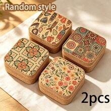 Small Portable Jewelry Box For Women Travel Jewelry Storage Box, Exquisite Printed Exterior, Multi-Layer Compartments For Organizing Earrings, Rings, Necklaces And Accessories - Multicolor - View 13