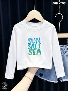 Children's Casual Cartoon Printed Long Sleeved T-Shirt, Round Neck Design, Breathable Cotton, Suitable For Daily Wear In Spring And Autumn - White - View 2