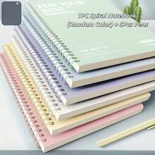Set 6 buah, termasuk 1 buku catatan spiral warna acak dan 5 pulpen, buku catatan spiral sampul keras A5 yang mudah digunakan, garis bergaris yang bisa disobek, perlengkapan kantor dan belajar, buku catatan lucu, hadiah Natal - Mengatur - View 8