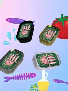 Retro Sardine‑Shaped Mini Jewelry Box, Fish‑Bone Divider Design With Snap Lock Closure, Portable Small Storage Case For Earrings Rings Necklaces, Vanity Dorm Desk Organizer, Cute Travel Accessory, Unique Gift For Girls Students - Multicolor - View 5