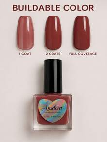 Cat Kuku Berbasis Air Anselora Merah Terracotta, Mengkilap Tinggi, Cepat Kering, Hasil Halus, 12ml, Tidak Perlu Lampu, Manikur DIY Harian - Redwood - View 4
