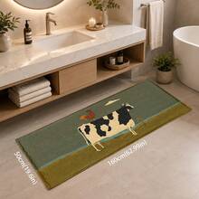 1pc, Country Cow & Rooster Pattern Printed Faux Cashmere Kitchen Mat, Absorbent Kitchen Floor Mat, Kitchen Rug, Long Runner Mat, Sink Front Mat, Suitable For Kitchen, Bathroom, Entryway, Hallway, Laundry Room And Home Decor - Multicolor - View 15