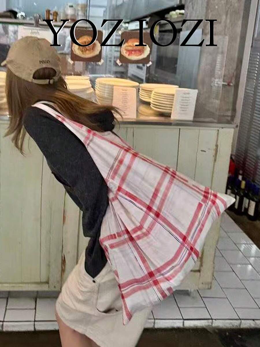 韓系小眾設計 Ins 多巴胺風百搭通勤戶外日常購物女款時尚新款小眾美學條紋腋下單肩大容量托特包 - 彩色 - 查看 1
