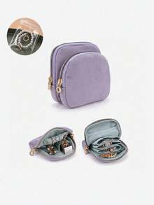 Portable Foldable Jewelry Storage Bag, Large Capacity Multi-Layer Compartments, Earring Ring Necklace Bracelet Stud Brooch Jewelry Organizer Box - Multicolor - View 15