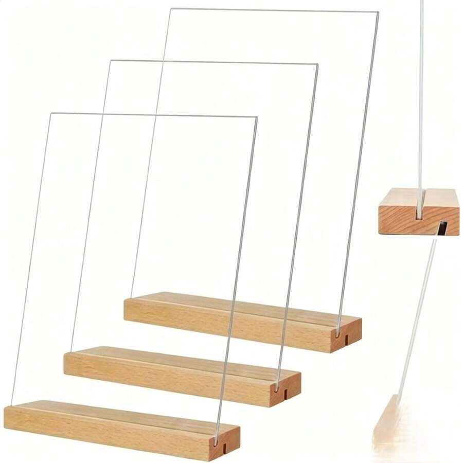 Standard Stand With Base, Suitable For Upright Or Tilted Display, Perfect For Wedding Scenes; Combines Design And Sturdy Structure, Desktop Stand, Restaurant Signage, Streamlined Design, Modern Style, Made Of High-Quality PC Material - Multicolor - View 1