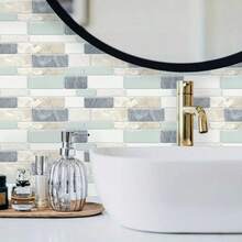 Self-Adhesive Decorative Kitchen Stickers, 2D Flat Mixed Color Asymmetrical Tile Pattern Wall Decals, Tile Stickers, Wall Decor Stickers, Tile Decorative Stickers, Suitable For Home Decor, Bathroom Decor, Bedroom Decor, Etc. - Multicolor - View 11