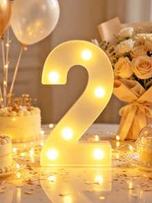 21cm LED Marquee Number Light, 1/16/18/30/50/60 Birthday Party Decoration Marquee Number Light, Battery Operated, Birthday/Anniversary Decoration, Wedding Decoration, Proposal Decoration, Dorm Room Decoration Light, Christmas Decoration Light - White - View 12