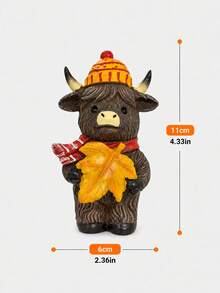 1pc Halloween Maple Leaf Pumpkin Highland Cow Home & Garden Decor, Farmhouse Style Tabletop Entryway Gift, Suitable For Christmas And Autumn Seasonal Collection Ornament - Multi-color - View 9