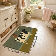 1pc, Country Cow & Rooster Pattern Printed Faux Cashmere Kitchen Mat, Absorbent Kitchen Floor Mat, Kitchen Rug, Long Runner Mat, Sink Front Mat, Suitable For Kitchen, Bathroom, Entryway, Hallway, Laundry Room And Home Decor - Multicolor - View 11