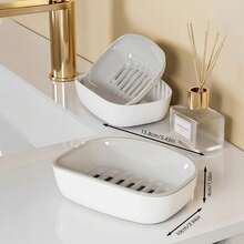 1pc Double Layer Automatic Draining Soap Dish, Easy To Clean, Suitable For Home Bathroom And Kitchen, Premium Design, Must-Have Item - A - View 2
