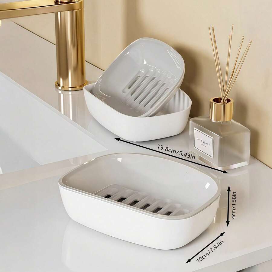 1pc Double Layer Automatic Draining Soap Dish, Easy To Clean, Suitable For Home Bathroom And Kitchen, Premium Design, Must-Have Item