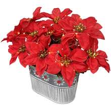 3 Packs Artificial Poinsettia Bushes – 11.5" Faux Red Poinsettia Bouquets With 7 Heads Each, Christmas Artificial Flowers For Holiday Tree, Table Centerpiece, Indoor Outdoor Decor, DIY Table Runner - Multicolor - View 4