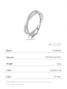 MODIAN D Color Moissanite Ring 925 Sterling Silver Double Band Beaded & Pave Setting Lab Diamond Finger Rings For Women Jewelry - Silver - View 4