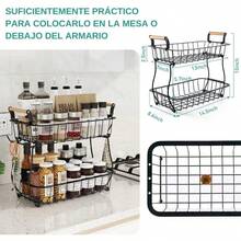 Frutero Para Cocina De 2 Niveles Y 2 Ganchos Para PláTanos, Cesta De Almacenamiento De Frutas Y Verdura, Frutero De Cocina Moderno, Organizador De Frutas Y Verduras De Hierro - Negro - Ver 3