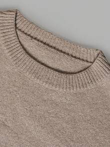 Nicenter Sweater Wanita Kerah Bulat, Bahu Longgar, Lengan Panjang, Kancing Samping, Belahan, Atasan Campuran Wol, Pakaian Kasual Elegan Khaki untuk Musim Gugur, Pakaian Musim Dingin untuk Sehari-hari - Dusty Pink - View 6