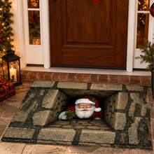 1pc, Santa Claus Pattern Printed Faux Cashmere Kitchen Mat, Christmas, Can Be Used As Christmas Gift, Christmas Decoration, Absorbent Kitchen Floor Mat, Kitchen Carpet, Long Runner Mat, Sink Front Mat, Suitable For Kitchen, Bathroom, Entryway, Hallway, Laundry Room And Home Decor - Multicolor - View 1