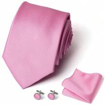 AlanKing Solid Color Men's Tie, Pocket Square And Cufflinks 3-Piece Set, The First Choice For Formal Business, Wedding And Banquet Suit Matching - Multicolor - View 9