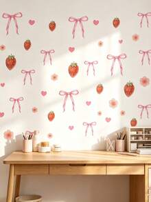 1 Set Self-Adhesive Wall Stickers, Strawberry, Butterfly And Flower Pattern, Suitable For Baby Room Decoration - Multicolor - View 8