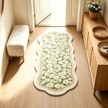 1pc Fresh Daisy Floral Wavy Edge Rug, Soft Comfortable Bedroom Carpet, Washable Rug, Suitable For Front Door, Entrance, Hallway, Kitchen, Bedroom, Dorm, Dining Room, Skin-Friendly Carpet, Living Room Rug, Sofa Seating Rug, Area Rug, Creative Versatile Home Decor Rug, Large Living Room Carpet, Bedroom Rug, Dressing Room Carpet, Room Decor, Gift For Family And Friends - Multicolor - View 3
