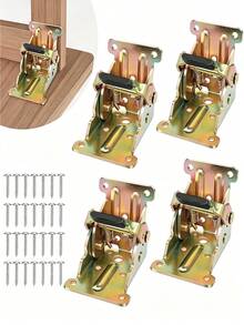 4pcs/Set Heavy Duty Folding Hinge Brackets With Locking Mechanism And 0-90° Adjustable Extension, Table Leg Support, Foldable Self-Locking, Suitable For Tables, Chairs, Bed Legs, Screw Installation - A - View 2