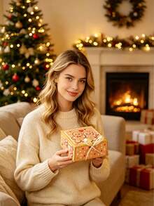 5PCS Christmas Gingerbread Man Flip Top Gift Boxes (With Bows), Size 4.53*4.53*1.97 Inches, For Candy, Jewelry Small Gifts Christmas Paper Packaging Boxes And Holiday Gift Packaging - View 10