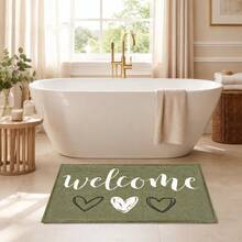1pc Olive Green Heart Pattern Printed Faux Cashmere Kitchen Mat, Absorbent Kitchen Floor Mat, Kitchen Rug, Long Runner Mat, Sink Front Mat, Suitable For Kitchen, Bathroom, Entryway, Hallway, Laundry Room And Home Decor - Multicolor - View 10