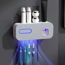 1pc Smart Toothbrush Sterilizer, Wall-Mounted Toothbrush Holder With Toothpaste Squeezer, Toothbrush Rack And Sterilizer, Toothbrush Storage Rack, Bathroom Accessories, Home Decor - Multicolor - View 1