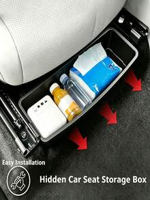 ABS Material Car Seat Under Storage Box, Suitable For Most Car Models, Can Organize Front And Rear Seat Space, With Hidden Tray, Efficiently Store Car Supplies, Can Be Used As Car Storage Rack - Multicolor - View 3