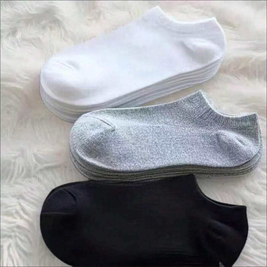 40 Pairs Of Solid Color Boat Socks In Neutral Tones, Suitable For Both Men And Women's Daily Casual And Fashionable Wear, Suitable For Spring, Summer, Autumn, Winter, Suitable For School, Casual Style - Multicolor - View 1