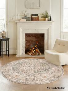 1pc Bohemian Style Round Living Room Rug, Suitable For Kitchen, Dining Room, Bedroom, Room Holiday Decor, Indoor/Outdoor, Office, Lobby, Anti-Slip Doormat, Bathroom Rug, Hallway, Study Gaming Area Rug. - Apricot - View 17