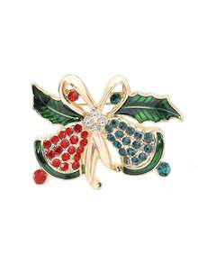 1/5 Pcs Of Diamond-Studded Christmas Brooches - Creative Flower Pins - Red Apple, Snowman, Bell, Moose Cartoon - Ladies' Brooches - Christmas Gift - Multicolor - View 16