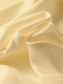 Solid Color Casual Elegant Retro French Style Waist Slimming Office Daily Date Commute Faux Pearl Decor Round Neck Dress, White Summer Yellow - Yellow - View 9