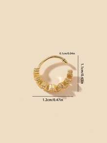 1pc Copper Inlaid Cubic Zirconia Nose Ring Stud For Women, Need To Pierce The Hole - Yellow Gold - View 9