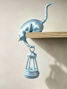 Cat Shelf Hook With Vintage Lantern, Bookshelf Decor, Cat With Lantern Shelf Decor, Whimsical Cat Shelf Accent For Bookcases &Reading Nooks A Vintage-Style Library Lantern Adds Character Decorative Bookshelf Light For Keys Desk Edge Bookshelf. - Regular Model - View 11