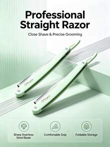 2pcs/Professional Foldable Straight Razor, Replaceable Blade Manual Shaving Razor, Men's Shaving, Barber Hairline Trimming And Eyebrow Grooming - Multi-color - View 7