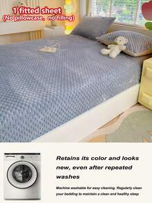 1pc Thick Soft Faux Rabbit Fur Fitted Mattress Cover (Single Fitted Sheet), Warm To The Touch, Breathable And Moisture-Wicking, Deep Pocket Elastic Fitted Sheet, 360° Non-Slip Mattress Cover, Perfect For Bedroom Decor, Easy To Remove And Machine Washable - Premium Grey - View 11
