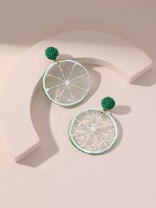 Lemon Green Casual Dangle Earrings - Green - View 8