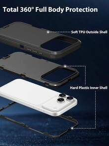 Durable 3-In-1 Protective Case Compatible With IPhone, Galaxy, Honor And Other Phones - Black - View 8