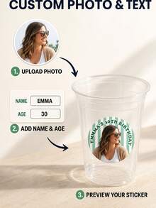 Custom Photo Face Cutout Birthday Stickers, Personalized Name & Age Party Labels, Round Photo Stickers For Cups And Birthday Celebrations, Kids Party Favor Stickers, Suitable For Son, Daughter, Family, Friends And Birthday Guests Custom Photo Labels - Multicolor - View 8