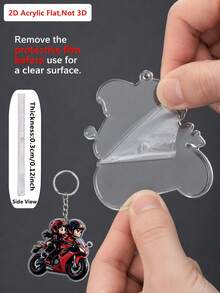 1pc 2D Flat Acrylic Motorcycle Couple Keychain, Motorcycle Theme Bag Charm, Personalized Creative Key Chain Decoration, Suitable For Car Keys, Backpack, Handbag, Couple Gift, Birthday And Anniversary Present - Multicolor - View 8