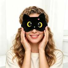 2/4pcs Cute Black Cat Sleep Eye Mask, Plush Soft Adjustable Strap Eye Mask With Ice Pack, Cold & Hot Compress Eye Mask, Suitable For Travel, Napping And Sleep - Multicolor - View 5