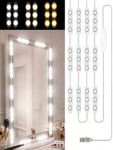 9.58 Inch Makeup Mirror LED Light Strip, USB 5V Dimmable 3-Color LED Vanity Light For Dressing Table And Bathroom - Bulb Style - View 1