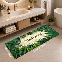 1pc Tropical Monstera Leaf Print Faux Cashmere Kitchen Mat, Absorbent Kitchen Rug, Long Runner Mat, Sink Front Mat, Suitable For Kitchen, Bathroom, Entryway, Hallway, Laundry Room And Home Decor - Multicolor - View 16